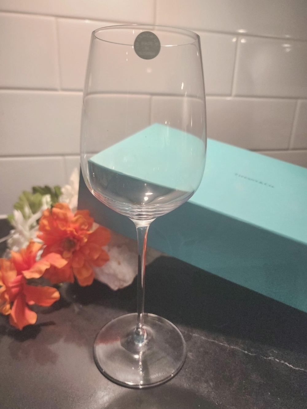 Tiffany & Co. Lead Crystal Wine Glass Set – Signed Stemware, Tiffany Blue Box